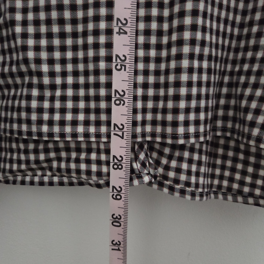 Lane Bryant Size 24 NWT Black Red And White Gingham Plaid Ruffled Button Up - Picture 6 of 9